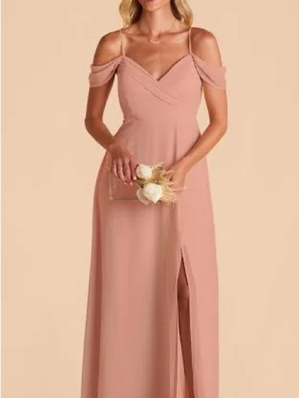 Birdy Grey One-Shoulder Blush Pink Maxi Dress with Side Slit